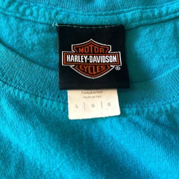 Harley Davidson Turquoise Short Sleeve Tshirt Daytona Beach Fl size L Large - Picture 6 of 7